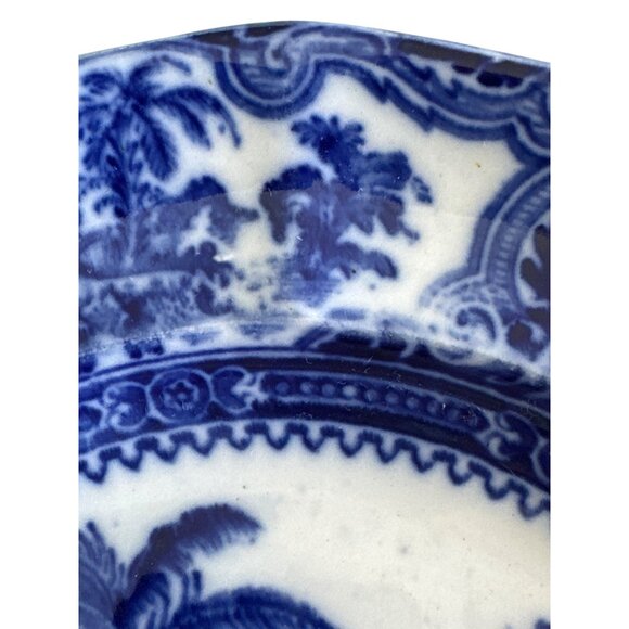 Vintage W Adams & Sons England Kyber 9 inch Flow Blue Dinner Plate - Picture 11 of 15